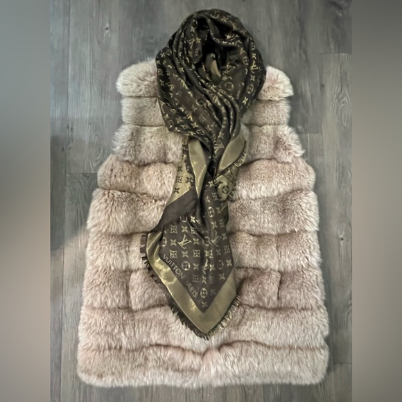 Custom $1K Real Fox Fur Plush Long Vest Gilet Jacket coat beige XL 12/14/16 mink - Picture 13 of 16